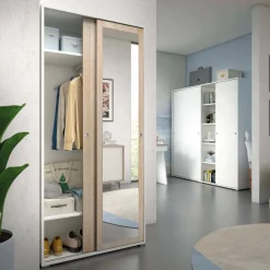 Guardaroba con appendiabiti rovere e bianco opaco 167x191h cm - Serpentina