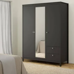 Guardaroba con cassetti nero 150x199h cm - Rufina