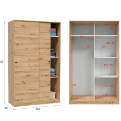 Guardaroba con ripiani regolabili legno 120x200h cm - Adrenalin