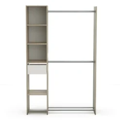 Guardaroba con ripiani regolabili rovere e bianco opaco 118x183h cm - Floriana