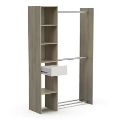 Guardaroba con ripiani regolabili rovere e bianco opaco 118x183h cm - Floriana