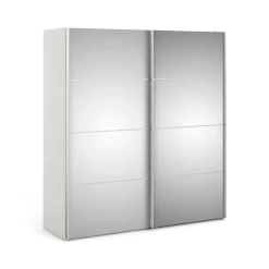 Guardaroba con specchio bianco e grigio 182x201h cm - Armento