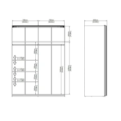 Guardaroba con specchio bianco e nero 182x220h cm - Taxus