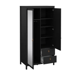 Guardaroba con specchio nero 102x199h cm - Lagertha
