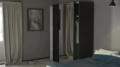 Guardaroba con specchio nero 182x220h cm - Taxus