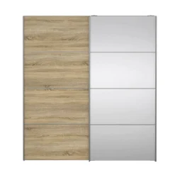Guardaroba con specchio quercia e bianco lucido 181x200h cm - Astrolabio