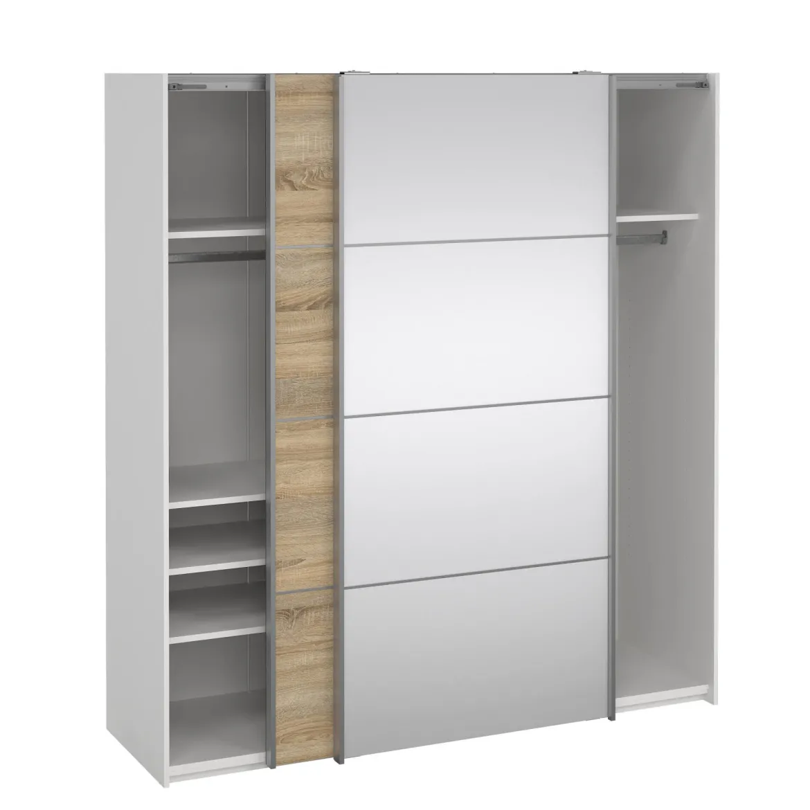 Guardaroba con specchio quercia e bianco lucido 181x200h cm - Astrolabio