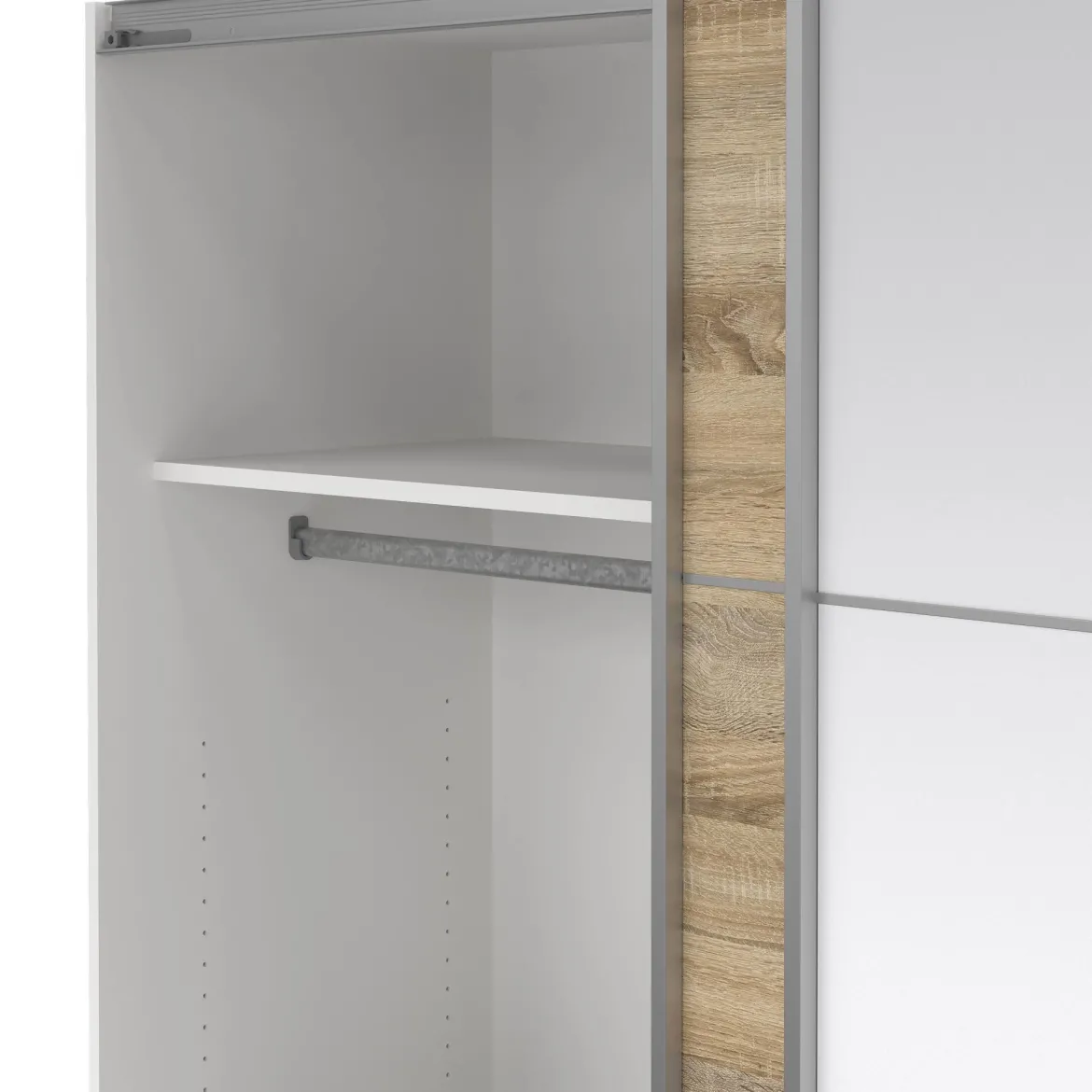 Guardaroba con specchio quercia e bianco lucido 181x200h cm - Astrolabio
