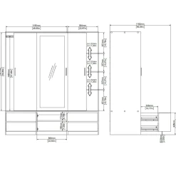 Guardaroba con specchio rovere 181x200h cm - Ljalkova