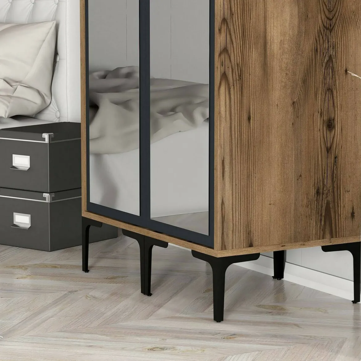 Guardaroba design noce e antracite 80x200h cm - Bagnone