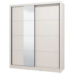 Guardaroba Grande Bianco Crema 5 Ripiani Appendiabiti 180x215.5h cm, 2 Ante - Manfredi