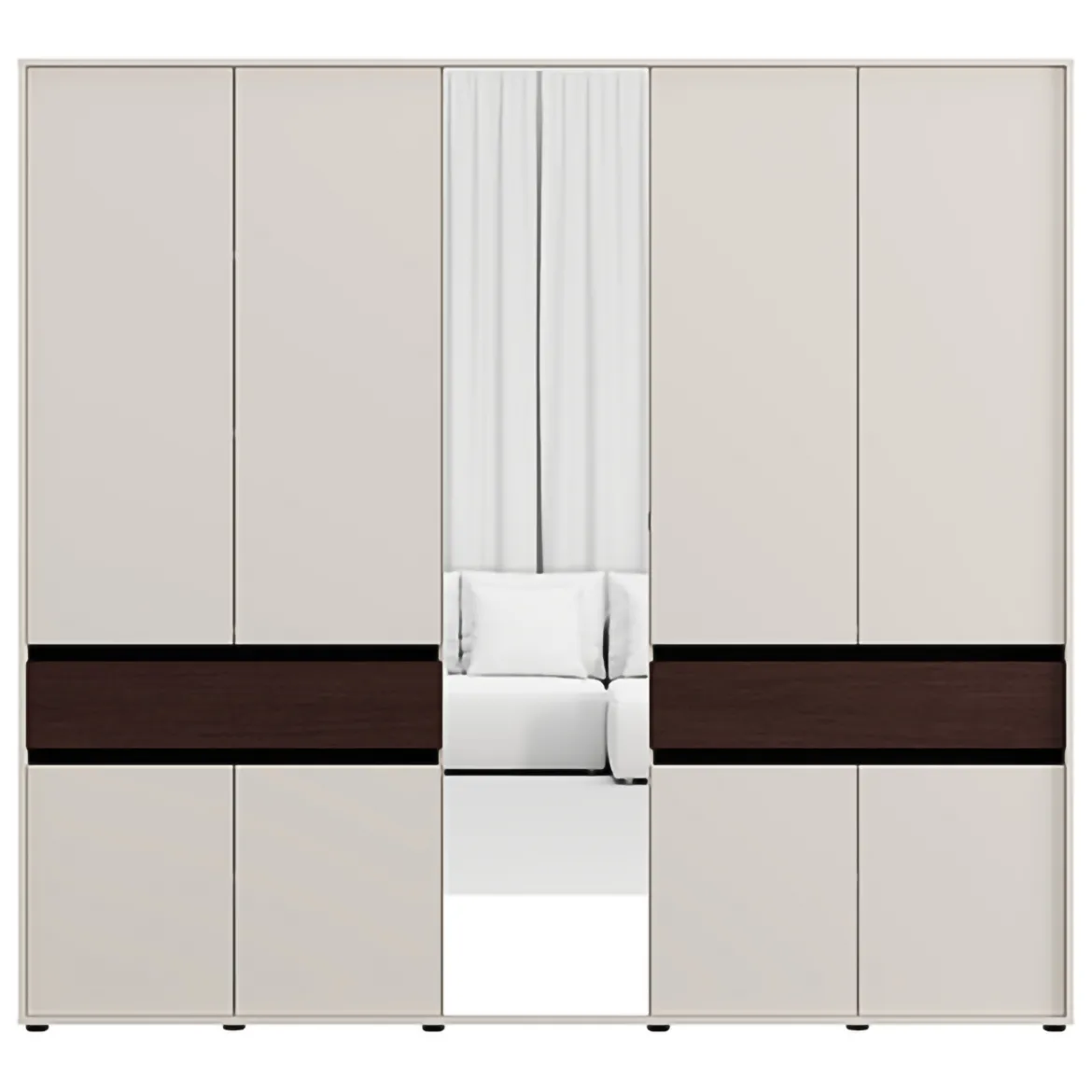 Guardaroba Grande Bianco Crema Marrone Noce 2 Cassetti 7 Ripiani 228x211h cm, Appendiabiti - Ubud