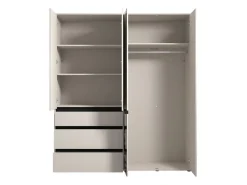 Guardaroba Grande Bianco Crema Nero 4 Ripiani un Cassetto 182.5x210.5h cm, Appendiabiti - Rifreddo