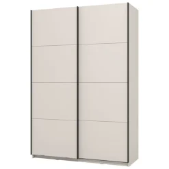 Guardaroba Grande Bianco Crema Nero Appendiabiti 2 Ripiani 145.5x217.5h cm, Apertura Scorrevole - Tredozio