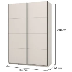 Guardaroba Grande Bianco Crema Nero Appendiabiti 2 Ripiani 145.5x217.5h cm, Apertura Scorrevole - Vialone
