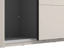 Guardaroba Grande Bianco Crema Nero Appendiabiti 2 Ripiani 145.5x217.5h cm, Apertura Scorrevole - Vialone