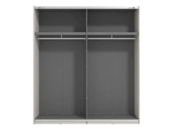 Guardaroba Grande Bianco Crema Nero Appendiabiti 2 Ripiani 195x217.5h cm, Apertura Scorrevole - Porlezza
