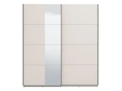 Guardaroba Grande Bianco Crema Nero Appendiabiti 2 Ripiani 195x217.5h cm, Apertura Scorrevole - Porlezza