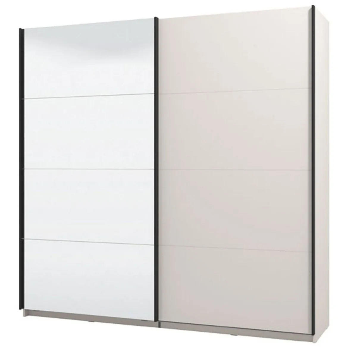 Guardaroba Grande Bianco Crema Nero Appendiabiti 2 Ripiani 220x217.5h cm, Apertura Scorrevole - Spartano
