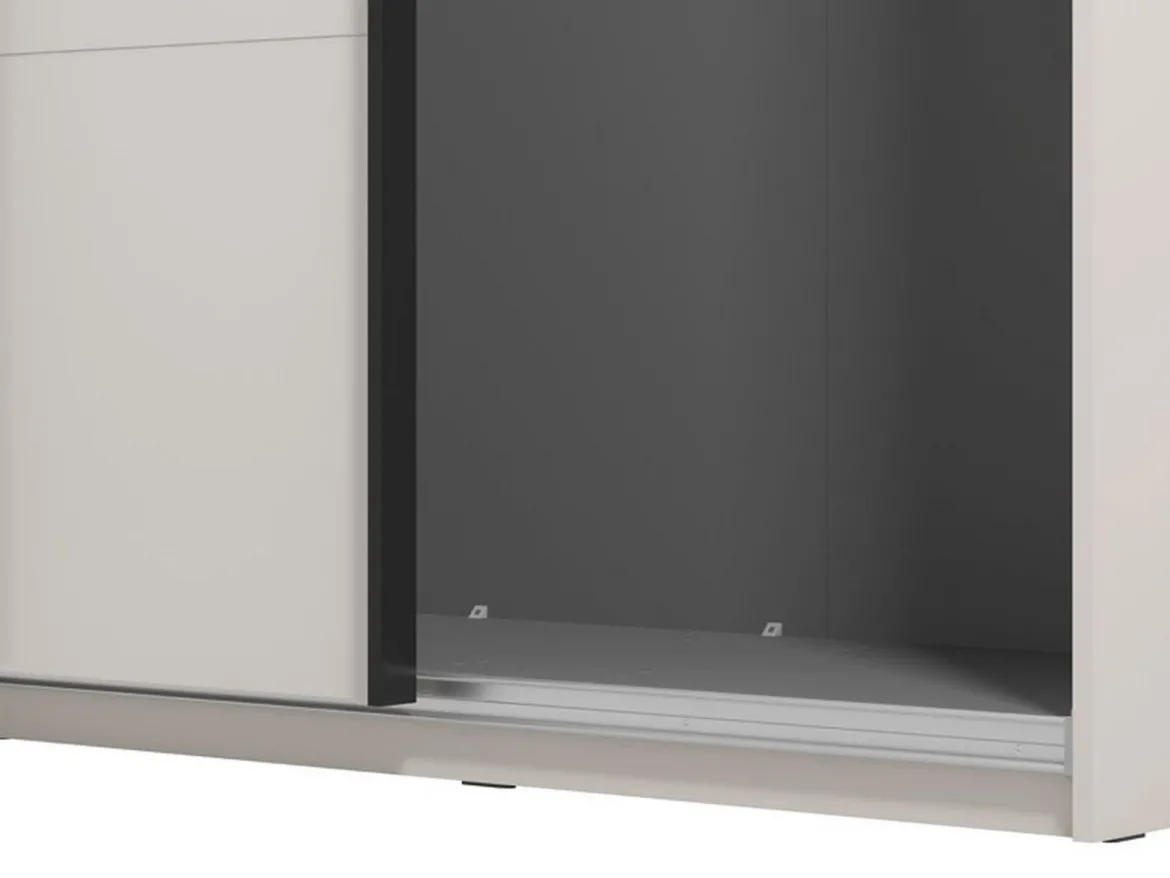 Guardaroba Grande Bianco Crema Nero Appendiabiti 2 Ripiani 220x217.5h cm, Apertura Scorrevole - Spartano