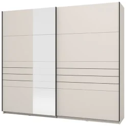 Guardaroba Grande Bianco Crema Nero Appendiabiti 2 Ripiani 245x217.5h cm, Apertura Scorrevole - Peio