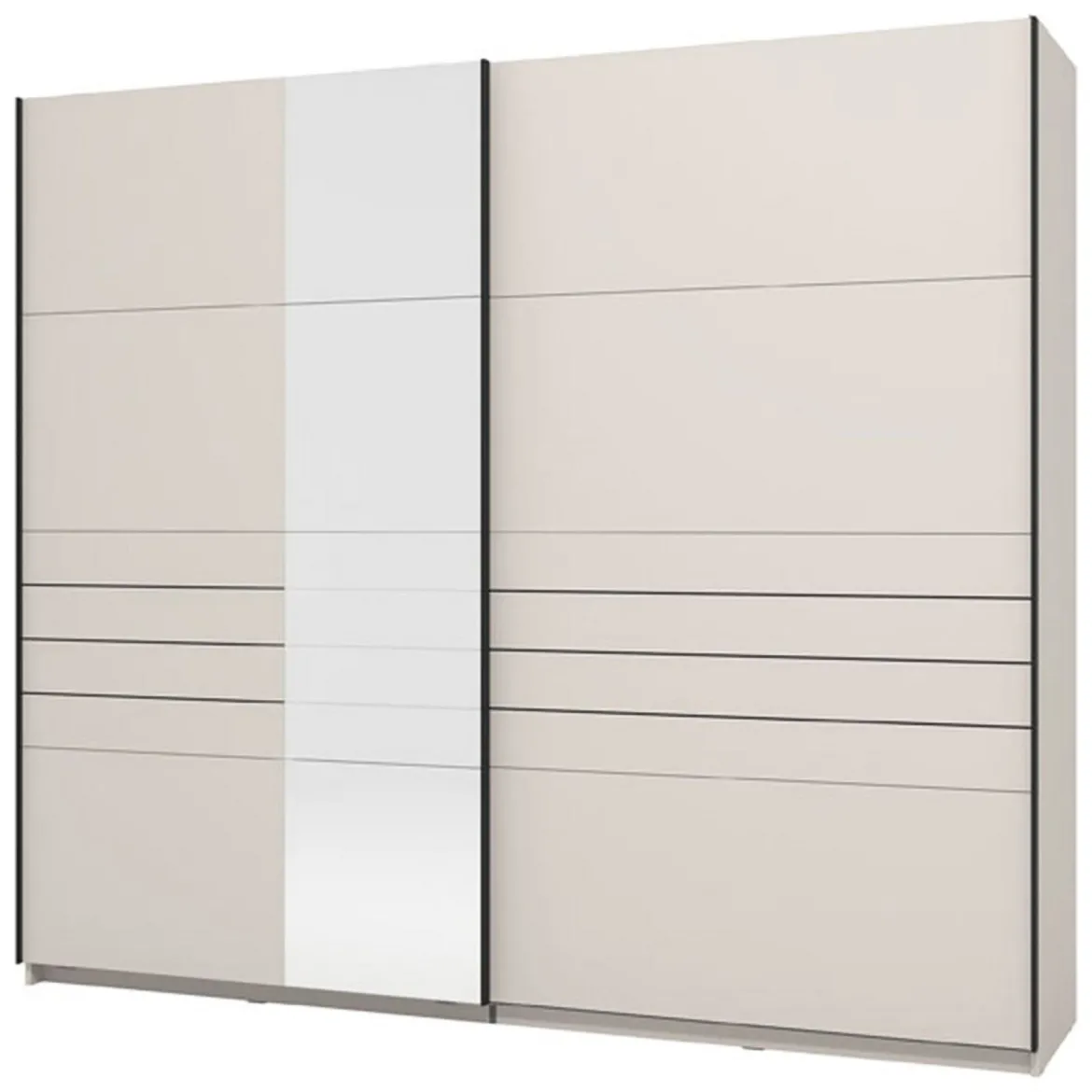 Guardaroba Grande Bianco Crema Nero Appendiabiti 2 Ripiani 245x217.5h cm, Apertura Scorrevole - Resiutta