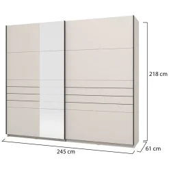 Guardaroba Grande Bianco Crema Nero Appendiabiti 2 Ripiani 245x217.5h cm, Apertura Scorrevole - Resiutta