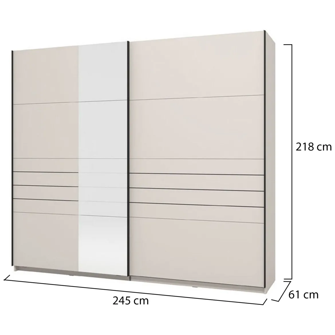 Guardaroba Grande Bianco Crema Nero Appendiabiti 2 Ripiani 245x217.5h cm, Apertura Scorrevole - Resiutta