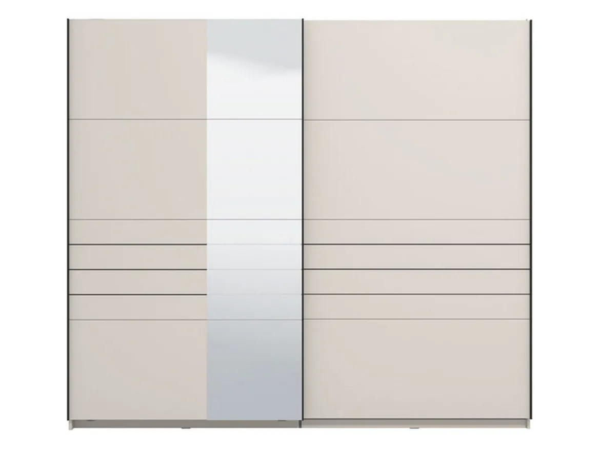 Guardaroba Grande Bianco Crema Nero Appendiabiti 2 Ripiani 245x217.5h cm, Apertura Scorrevole - Resiutta