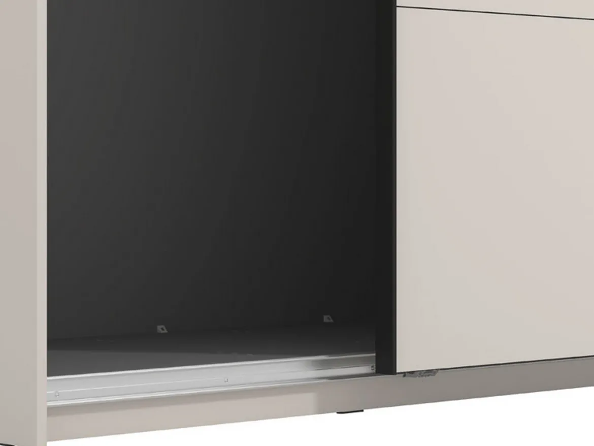 Guardaroba Grande Bianco Crema Nero Appendiabiti 2 Ripiani 245x217.5h cm, Apertura Scorrevole - Resiutta