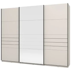 Guardaroba Grande Bianco Crema Nero Appendiabiti 3 Ripiani 267x217h cm, Apertura Scorrevole - Tures