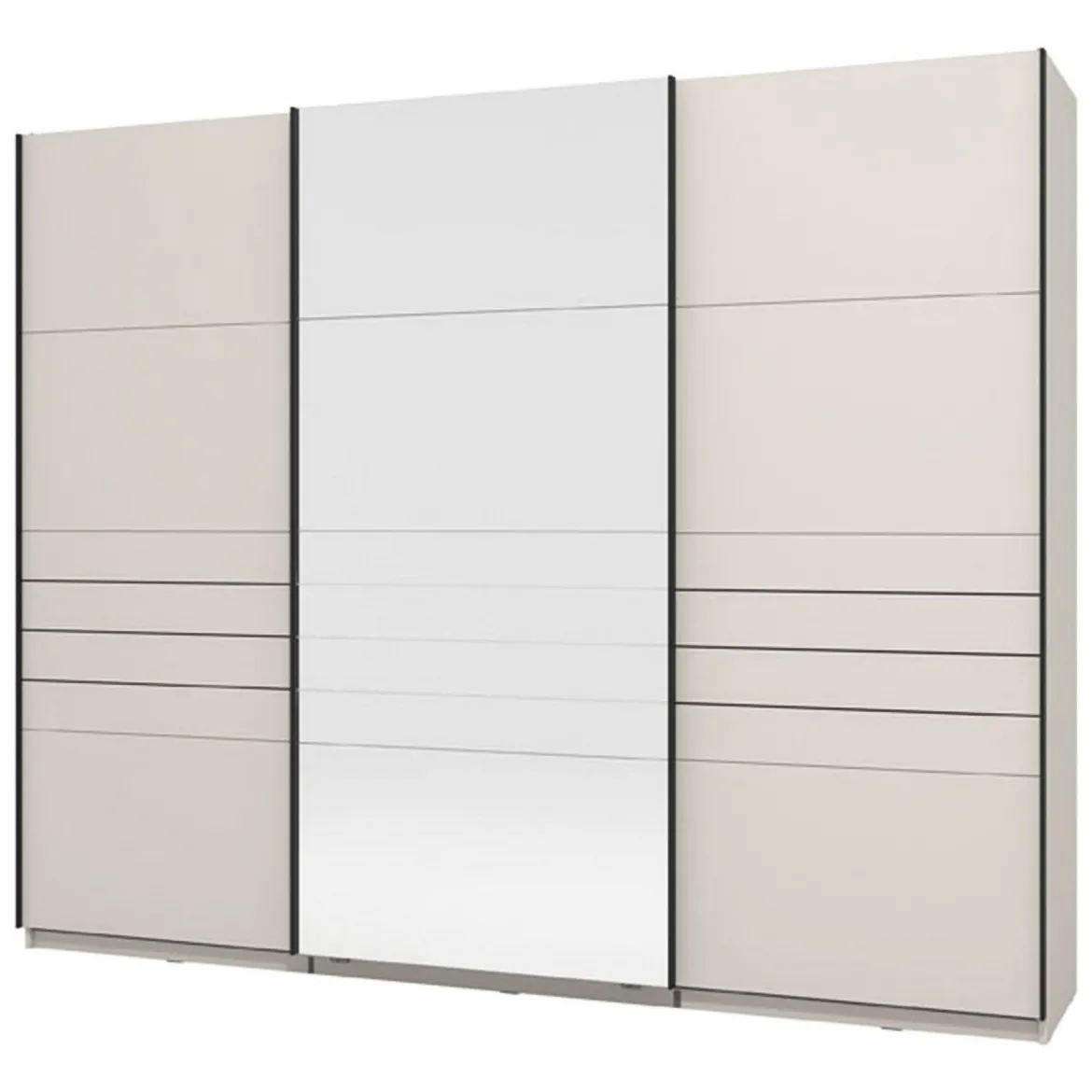 Guardaroba Grande Bianco Crema Nero Appendiabiti 4 Ripiani 155x208h cm, 6 Vani - Ifrane