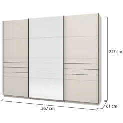 Guardaroba Grande Bianco Crema Nero Appendiabiti 4 Ripiani 155x208h cm, 6 Vani - Ifrane