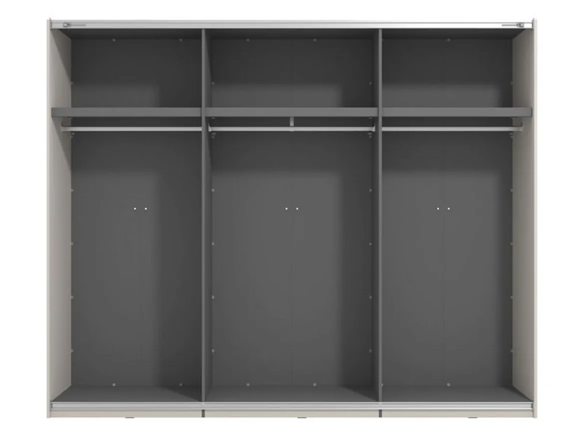 Guardaroba Grande Bianco Crema Nero Appendiabiti 4 Ripiani 155x208h cm, 6 Vani - Ifrane