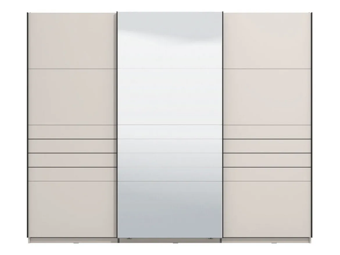 Guardaroba Grande Bianco Crema Nero Appendiabiti 4 Ripiani 155x208h cm, 6 Vani - Ifrane