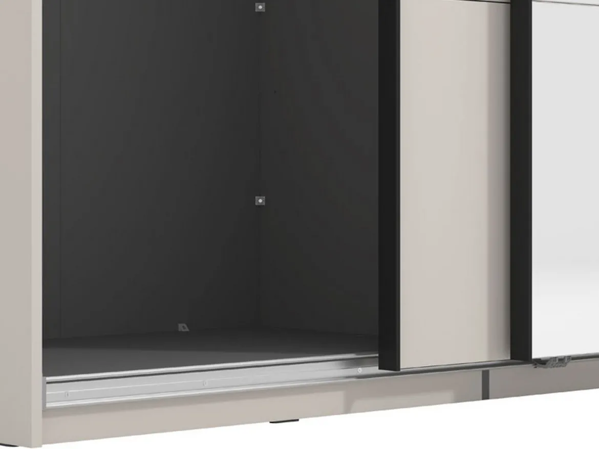 Guardaroba Grande Bianco Crema Nero Appendiabiti 4 Ripiani 155x208h cm, 6 Vani - Ifrane