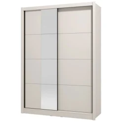 Guardaroba Grande Bianco Crema Trasparente Appendiabiti 2 Ripiani 245x217.5h cm, Apertura Scorrevole - Laghi