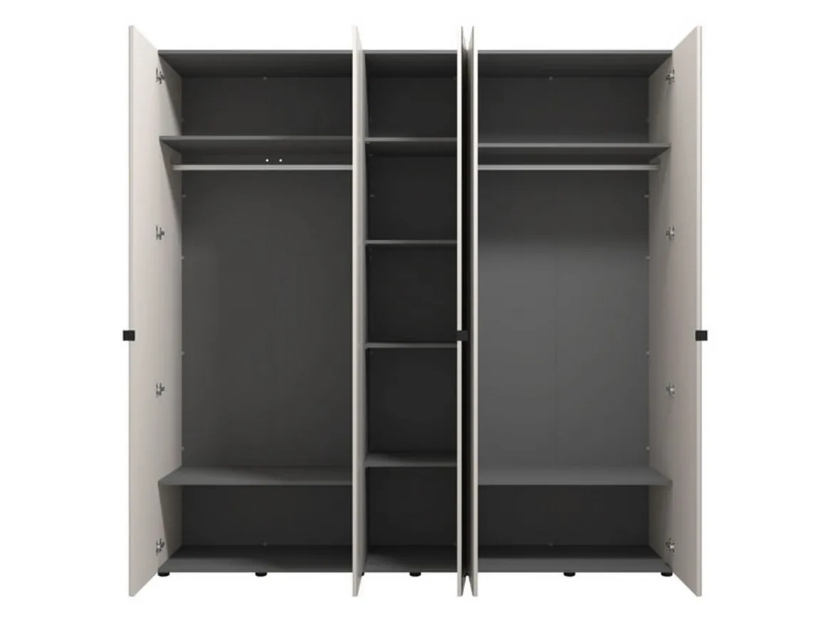Guardaroba Grande Bianco Crema Trasparente Appendiabiti 8 Ripiani 224x226.5h cm, 12 Vani - Quarrata