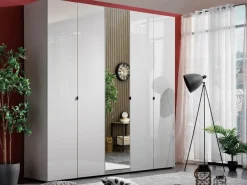 Guardaroba Grande Bianco Crema Trasparente Appendiabiti 8 Ripiani 224x226.5h cm, 12 Vani - Quarrata