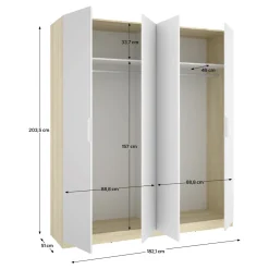 Guardaroba Grande Bianco Marrone Rovere 2 Ripiani Appendiabiti 51x204h cm, Cassetti - Holder