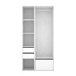 Guardaroba Grande Bianco Marrone Rovere 6 Ripiani Appendiabiti 45x205h cm, 2 Cassetti - Cornwell