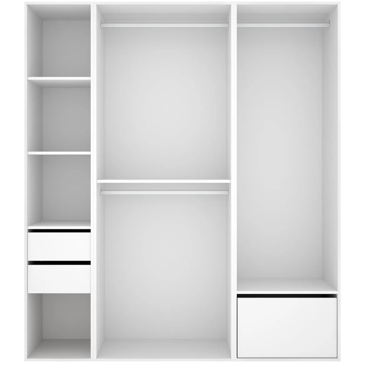 Guardaroba Grande Bianco Marrone Rovere Modulabile 7 Ripiani 45x205h cm, Appendiabiti - Keener