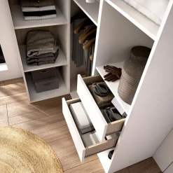 Guardaroba Grande Bianco Marrone Rovere Modulabile 8 Ripiani 85x205h cm, Appendiabiti - Poyner