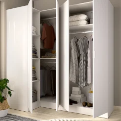 Guardaroba Grande Bianco Modulabile 5 Ripiani 91x184h cm, Appendiabiti - Woodbury