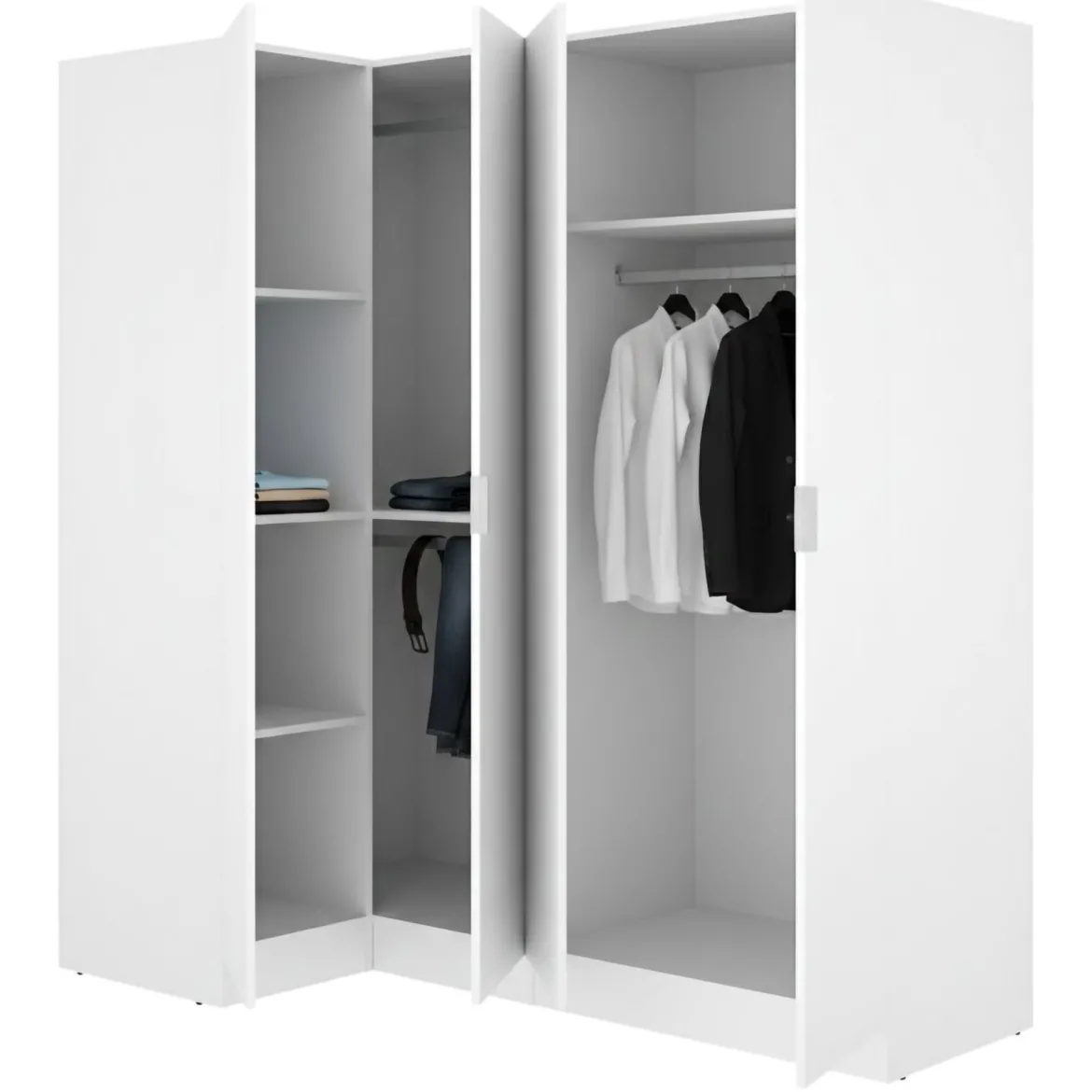 Guardaroba Grande Bianco Modulabile 5 Ripiani 91x184h cm, Appendiabiti - Woodbury