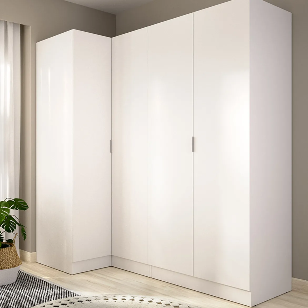 Guardaroba Grande Bianco Modulabile 5 Ripiani 91x184h cm, Appendiabiti - Woodbury