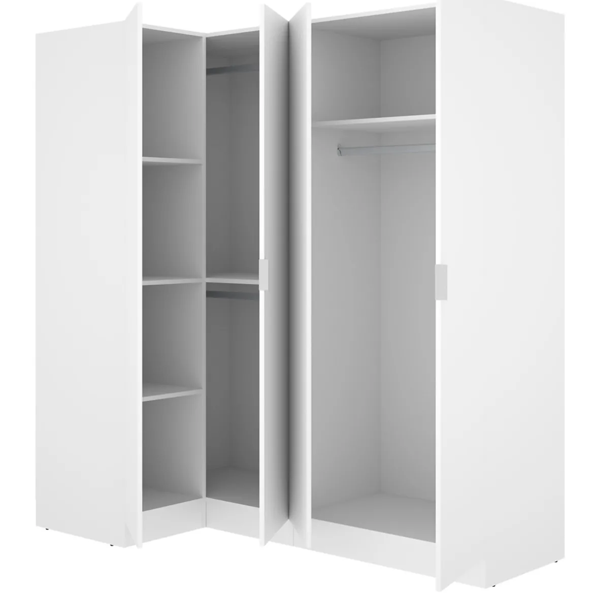 Guardaroba Grande Bianco Modulabile 5 Ripiani 91x184h cm, Appendiabiti - Woodbury