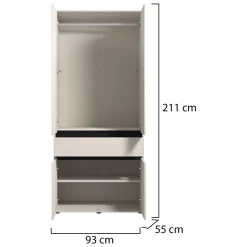 Guardaroba Grande Bianco Nero 3 Ripiani Appendiabiti 93x210.5h cm, Apertura Battente - Vimercati