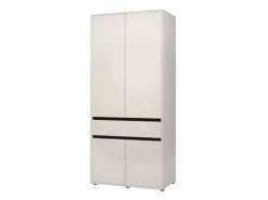 Guardaroba Grande Bianco Nero 3 Ripiani Appendiabiti 93x210.5h cm, Apertura Battente - Vimercati