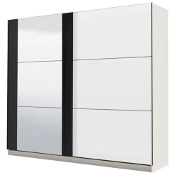 Guardaroba Grande Bianco Nero Appendiabiti 8 Ripiani 217x210h cm, 2 Ante - Prela